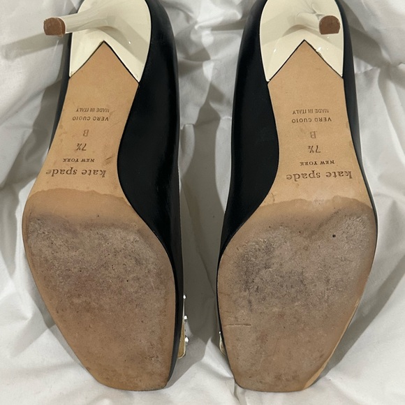 Kate Spade Leather Stiletto High Heels with Crystal Rhinestone Toes “Happy” ♠️ - Picture 8 of 10